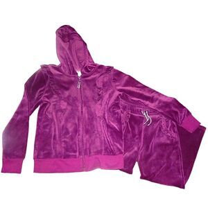 WONDER NATION solid plum purple girls small 6-6x jacket & x-small 4-5 pants set